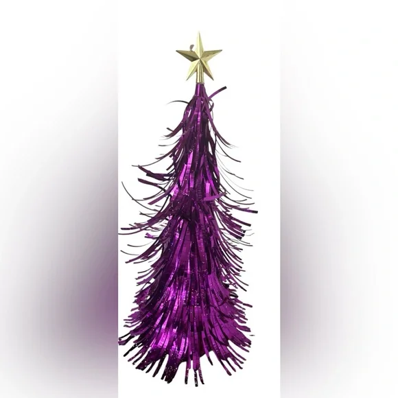 Tinsel Christmas trees free standing purple blue NEW NWT 14 in decor - Picture 3 of 7
